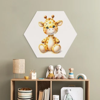 Hexagon Dibond Kleine giraffe - Magnusson 