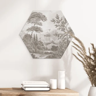 Wanddecoratie Landschap met tuinlandschap in beige - Ms Tiff - Alu-Dibond 