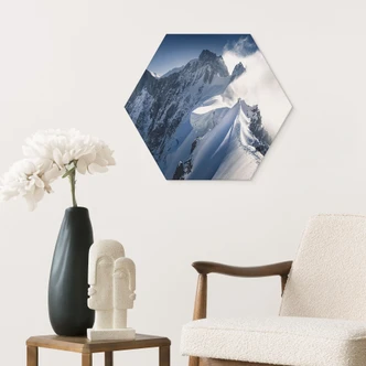 Hexagon aluminium dibond på toppen af Mont Blanc - Nienartowicz 