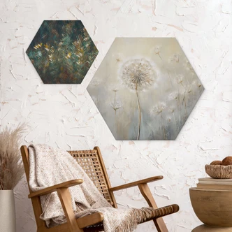Hexagon Dibond Paardenbloem droom in de lente - Paksoylu 