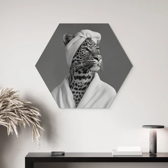 Zeshoek Wanddecoratie Royale Spa time-out met luipaard - Rahner - Alu-Dibond Zeshoek Wanddecoratie Royale Spa time-out met luipaard - Rahner - Alu-Dibond