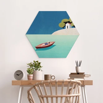 Hexagon Dibond Siësta in de zomer - Rivers 