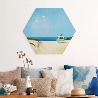 Hexagon Dibond Life in a Van - Vakantie aan zee - Rivers 