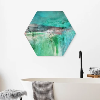 Wanddecoratie Groen fantasielandschap - Schmucker - Alu-Dibond 