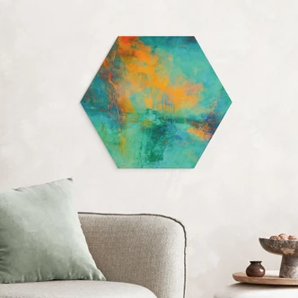 Wanddecoratie turquoise aurora borealis - Schmucker - Alu-Dibond 