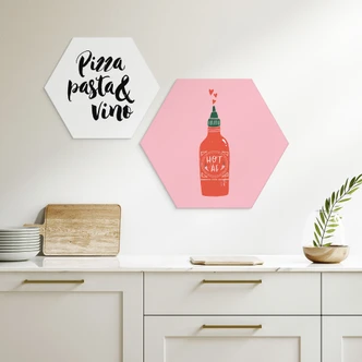 Hexagon Wandbild Scharfe Chili-Soße - Simmonds - Alu-Dibond Hexagon Wandbild Scharfe Chili-Soße - Simmonds - Alu-Dibond
