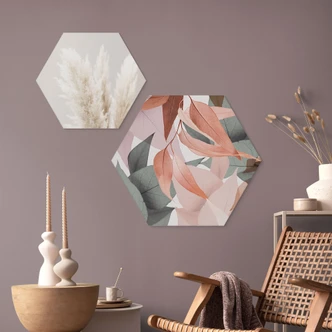 Hexagon Dibond Kleurrijke eucalyptusbladeren - Sisi & Seb 