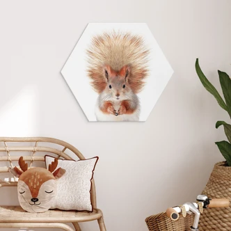 Hexagon Dibond Eekhoorntje - Sisi & Seb 