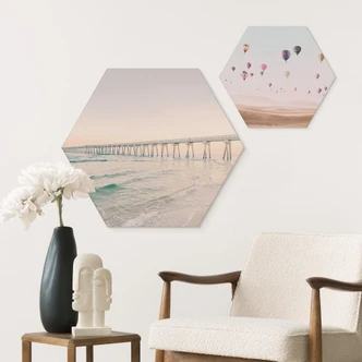 Hexagon Dibond Pier boven zee - Sisi & Seb 