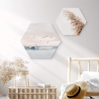 Hexagon Dibond Sisi & Seb - Avond aan Zee 