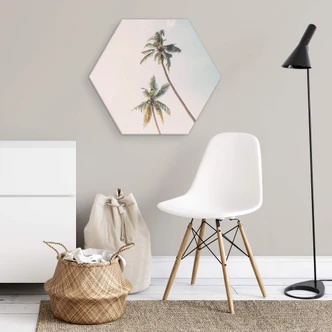 Hexagon Dibond Sisi & Seb - Palmbomen in de Wind 