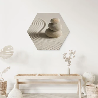 Hexagon Wandbild Stone in Sand 2 - Alu-Dibond 