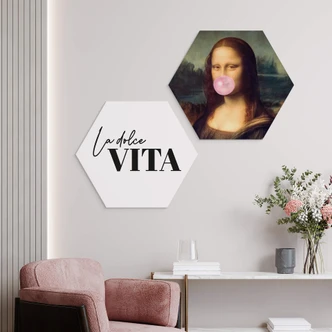 Hexagon Dibond Taudalpoi - Mona Lisa Eating Gum 