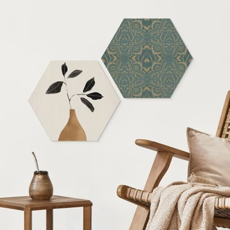 Wanddecoratie tak in gouden vaas - ThingDesign - Aluminium dibond 