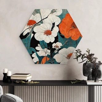 Hexagon Dibond Treechild - Asian Flowers 