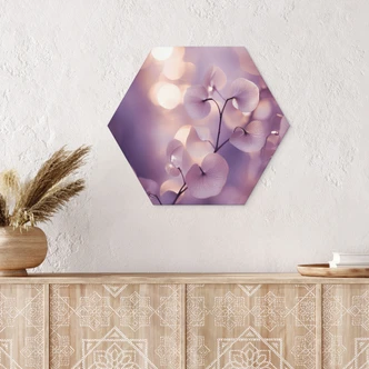 Hexagon Wandbild Zarte Orchidee in Lila - Treechild - Alu-Dibond 