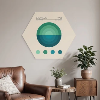 Hexagon Wandbild Bauhaus Mavi Daire - Tunaboylu - Alu-Dibond 