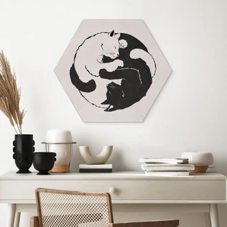 Hexagon Dibond Katten Ying & Yang - Tunaboylu 