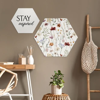Hexagon Dibond Kleurrijke wilde bloemen - UN Designs 