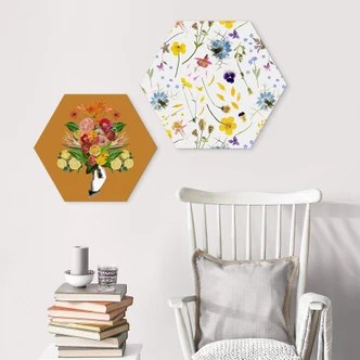 Hexagon - Alu-Dibond UN Designs - Getrocknete Blütten 