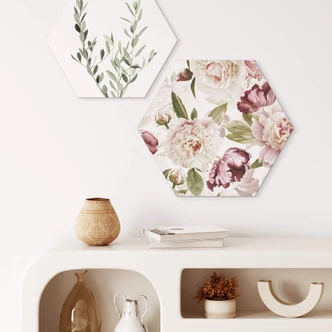 Hexagon Dibond UN Designs - Vintage Flowers 