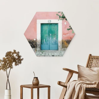 Wanddecoratie mediterrane gevel in Lissabon - Zwart - Alu-Dibond 