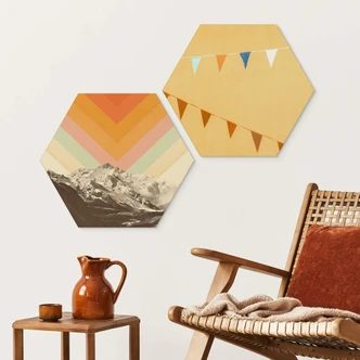 Hexagon Dibond Zwart - Mexicaanse Vlaggen 
