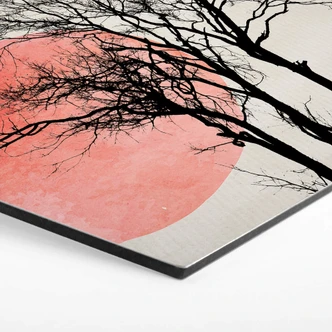 Hexagon Alu-Dibond - Kubistika - Sun & Moon behind the trees 