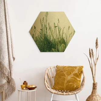 Hexagon - Alu-Dibond Gold - Dürer - Das große Rasenstück 