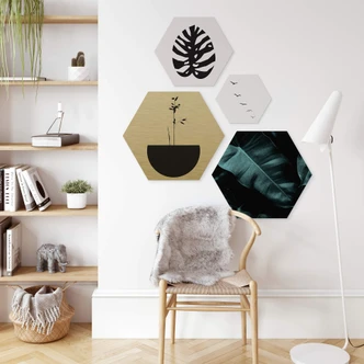 Hexagon - Alu-Dibond Goldeffekt Kubistika - Abstracticum 