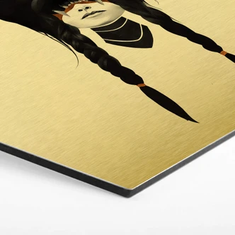 Hexagon - Alu-Dibond-Goldeffekt Ireland - Bear Warrior - Bärenkriegerin 