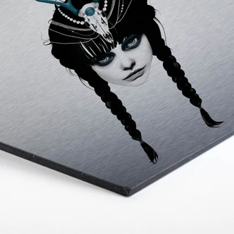 Hexagon - Alu-Dibond mit Silbereffekt Ireland - Wakeful warrior 