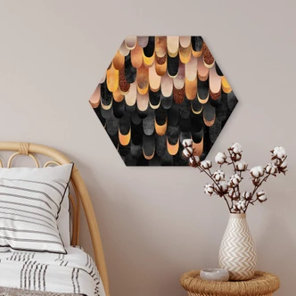 Hexagon Dibond Fredriksson - Copper Feathers 