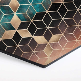 Hexagon Dibond Fredriksson - Goudgroene Geometrie 