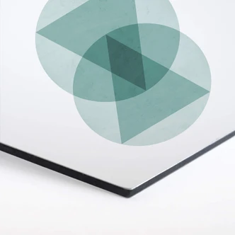 Hexagon Dibond Nouveauprints - Circles & Triangles - aqua 