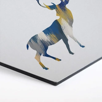 Hexagon - Alu-Dibond Orara Studio - Deer Blue and Yellow 