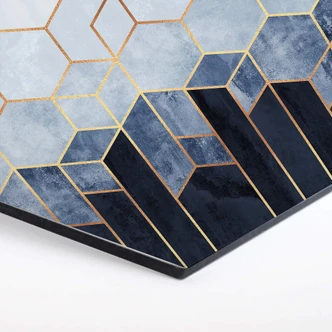 Hexagon Dibond Fredriksson - Blauw Witte Hexagons 