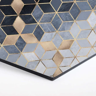 Hexagon Dibond Fredriksson - Blue Geometry 