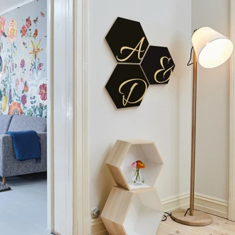 Hexagon Letters - alu-dibond goud effect 
