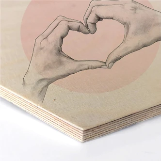 Hexagone - Placage bois de bouleau Graves - Main en coeur 