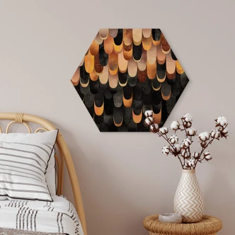 Hexagon - Holz Birke-Furnier Fredriksson - Federn aus Kupfer 