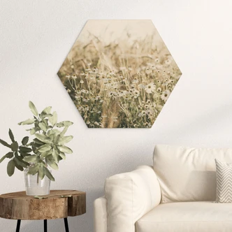 Houten Wanddecoratie zomerweide met kamille - Annie 