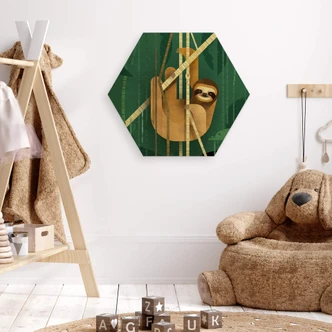 Hexagon - Holz Braun - Faultier 