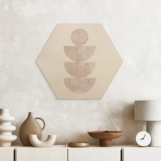 Hexagon Holzbild Geometrisches Gleichgewicht - Abstrakte Komposition - Costa 