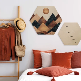 Hexagon - Holz Birke-Furnier Fredriksson - Herbst in den Bergen Hexagon - Holz Birke-Furnier Fredriksson - Herbst in den Bergen