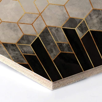 Hexagon - Holz Birke-Furnier Fredriksson - Hexagone: schwarz und grau 