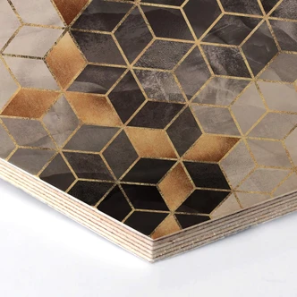Hexagon - Holz Birke-Furnier Fredriksson - Smoky Cubes 