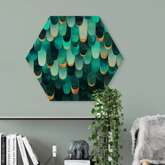 Hexagon - Holz Birke-Furnier Fredriksson - Türkise Federn 