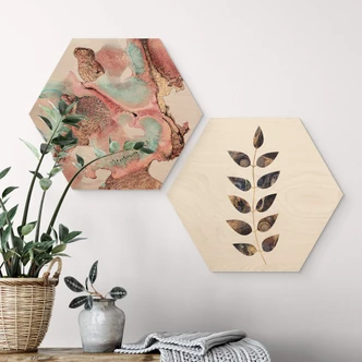 Hexagon Hout Fredriksson - Marble Leaves 
