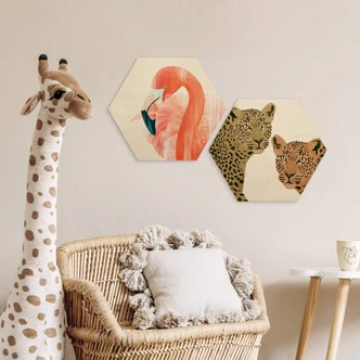 Hexagone - Bois Goed Blauw - Pink Flamingo 